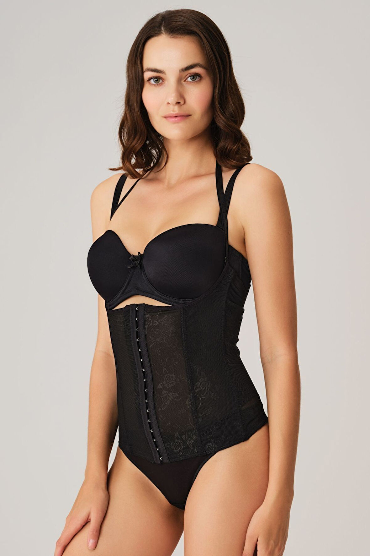 Kadın Toparlayıcı Bel İnceltici Dikişli Büyük Beden Kancalı Çıkabilen Askılı Sıkı Bel Korse (2507) MAN2507