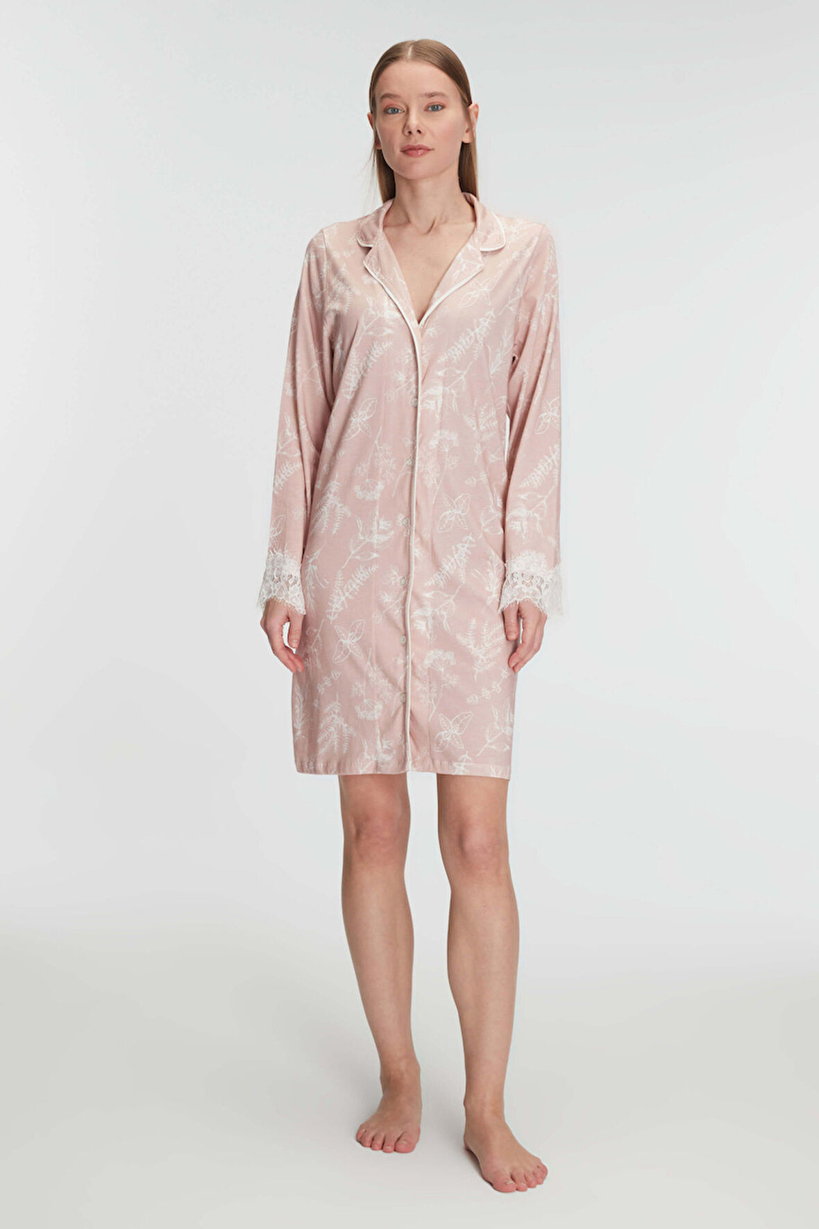 Anıl 11293 Kadın Cotton Modal Uzun Kol Gecelik MAN11293