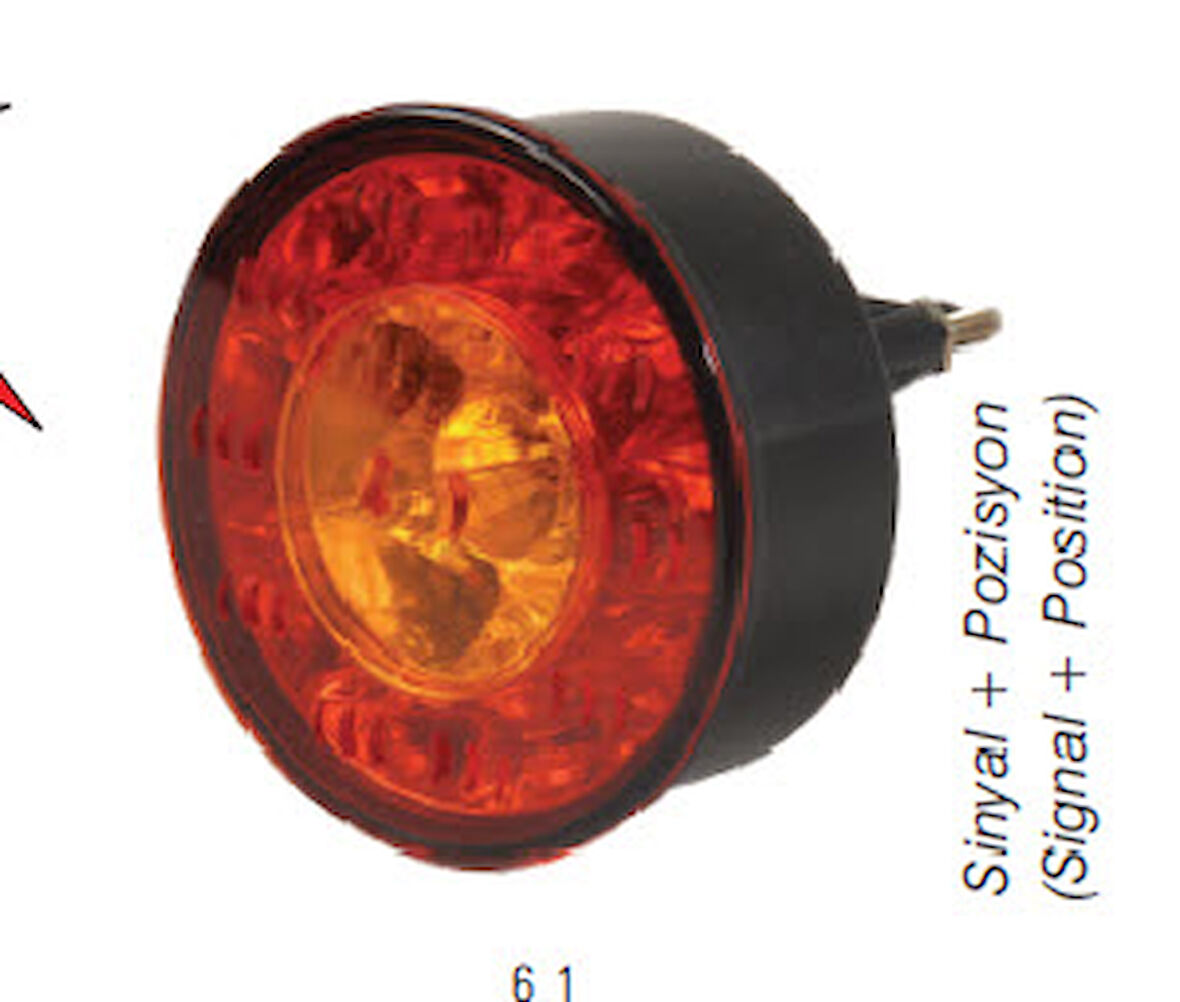 Unıversal Arka  Üst Aydınlatma Lambası  , Sinyal + Park  ( Ø 98mm ) , 24 V , Ledli   Bmc/temsa - Farba-13446e