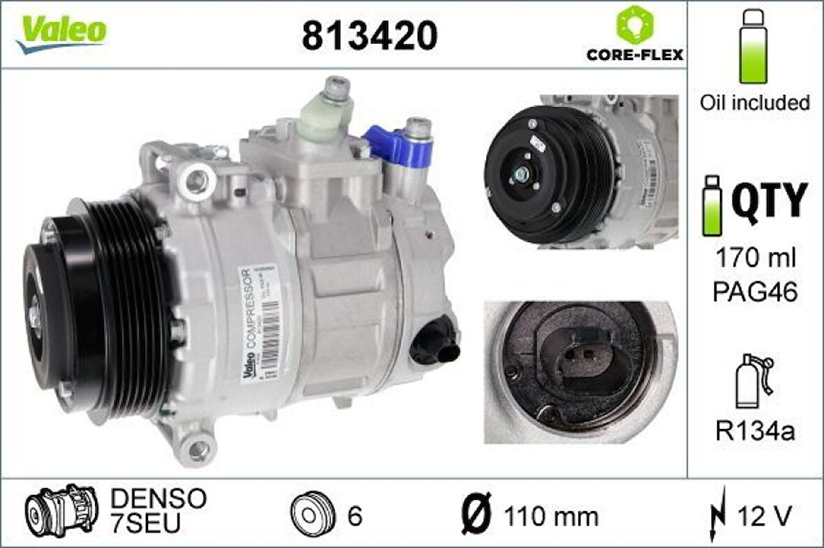 Mercedes Klima Kompresoru W203 00>07 Cl203 02>08 C209 02>09 C219 02>10 W211 02>08 W220 02>05 Vito W639 03>14 - Valeo 813420