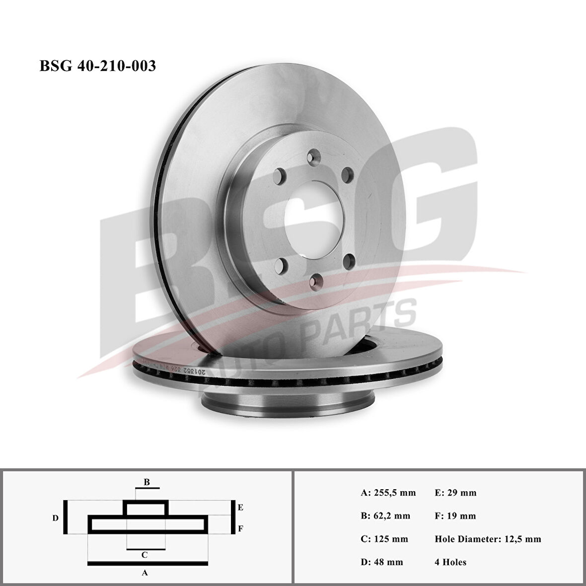 Kore Fren Diski Ön - Adet : 256 X 4 Havalı - Bsg 40-210-003