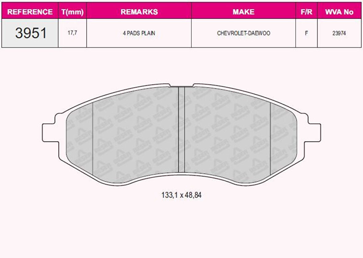 Chevrolet On Fren Balatası Kalos Aveo T200 T250 - Grap 93951
