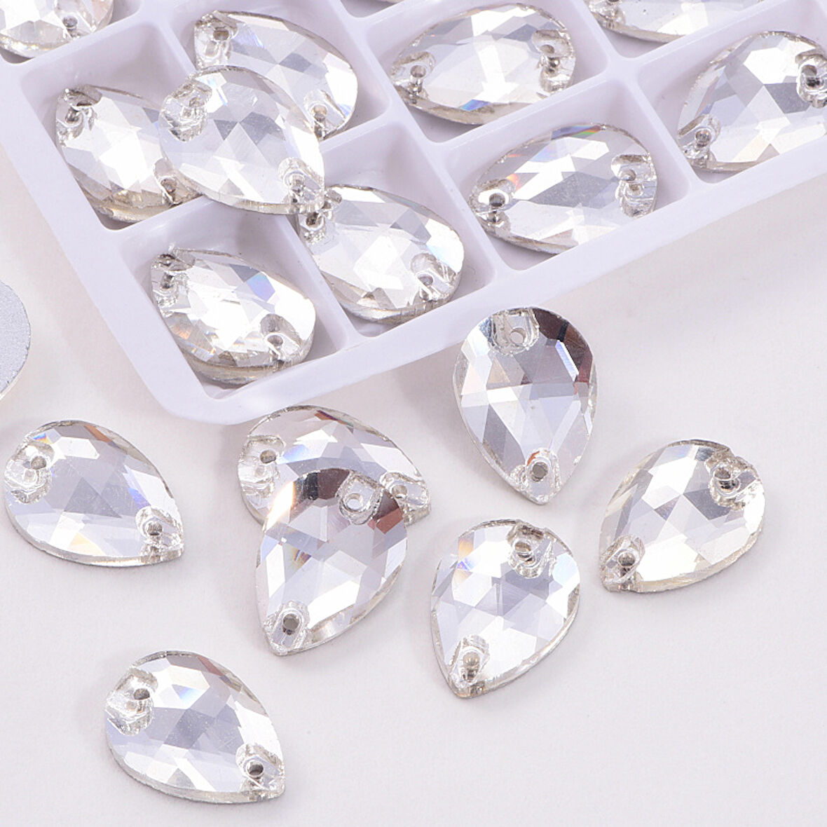 Gymo Premium Delikli Dikme Kristal Taş Teardrop 10.5*18mm Crystal (28 Ad)