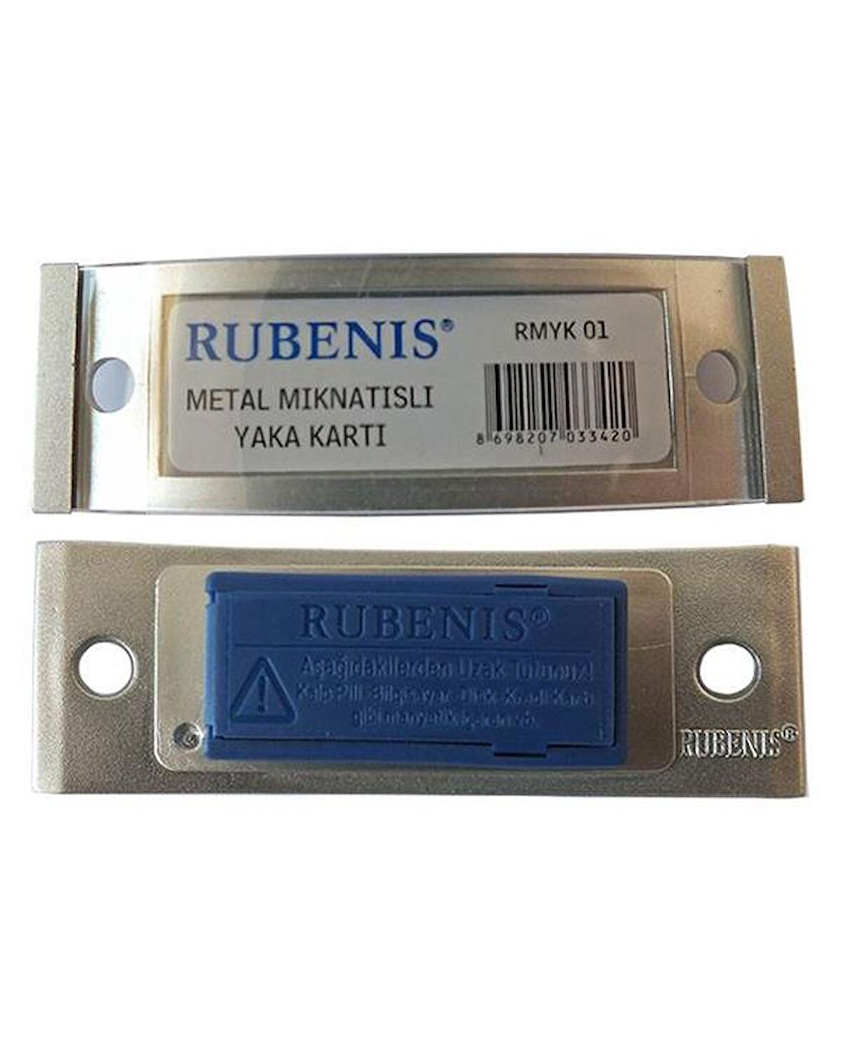 Rubenis Metal Mıknatıslı Yaka Kartı Gri RMYK01