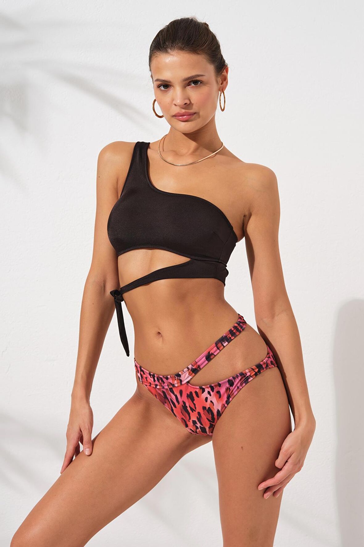 Iconic Tek Omuz Bağlamalı Bikini Blush 231227-D