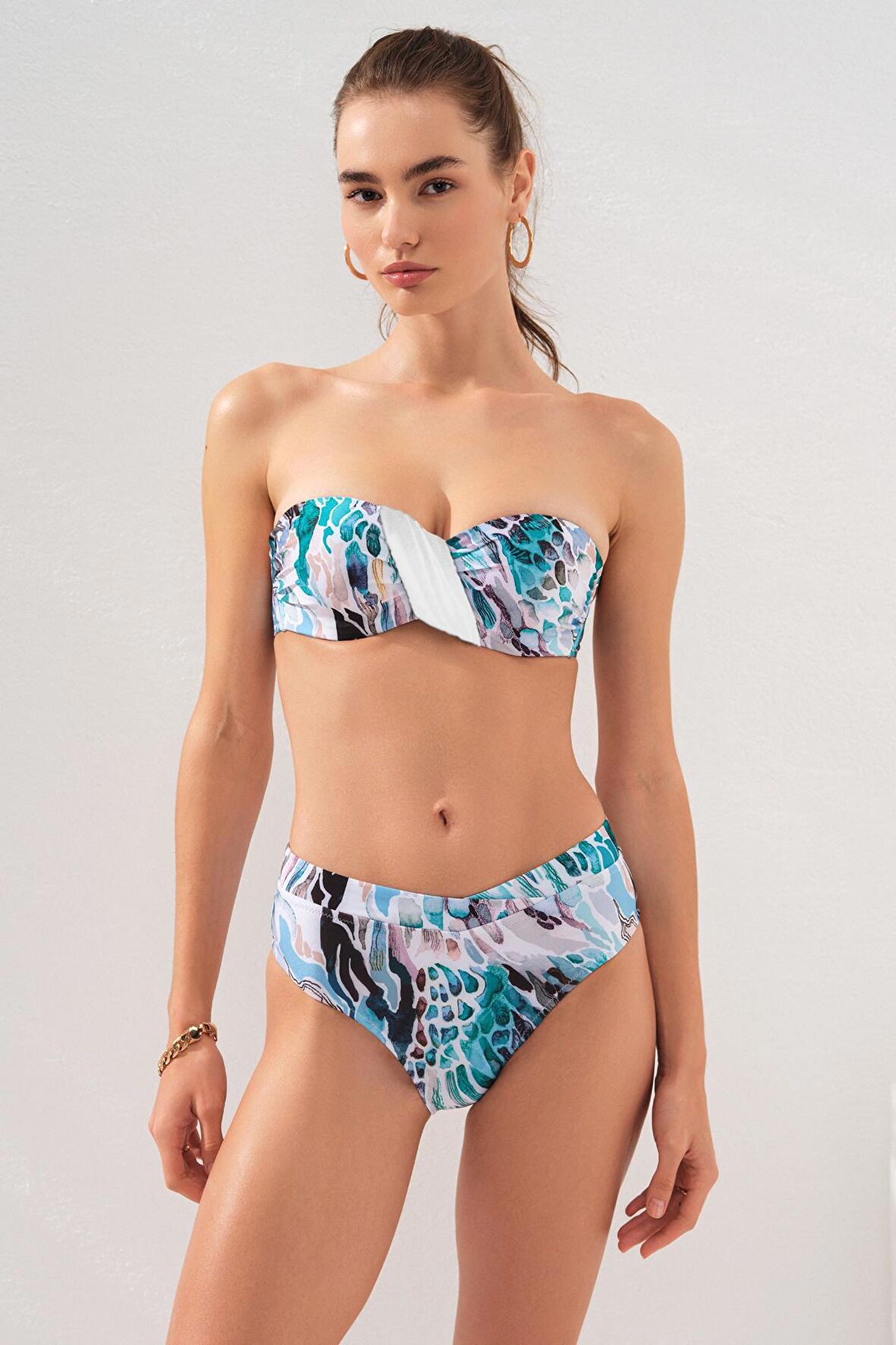 Clarke Kaplı Straplez Bikini Coral 231231-D