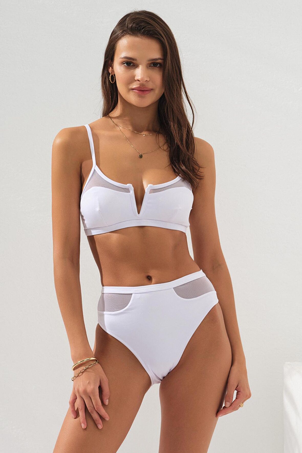 Polina Askılı V Tülle Bikini 231244