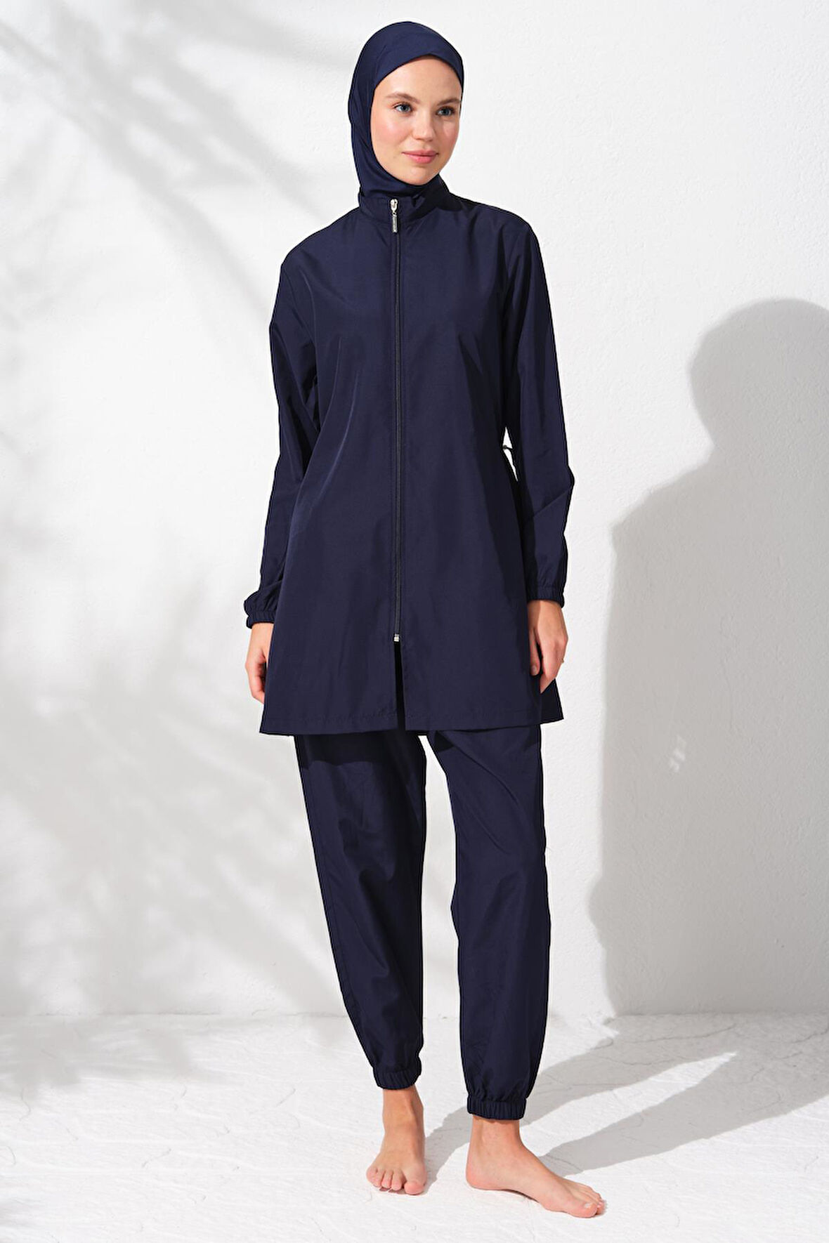 Pierre Cardin 231915 Lacivert Uzunkollu Fermuarlı Paraşüt Tesettür Mayo Takım
