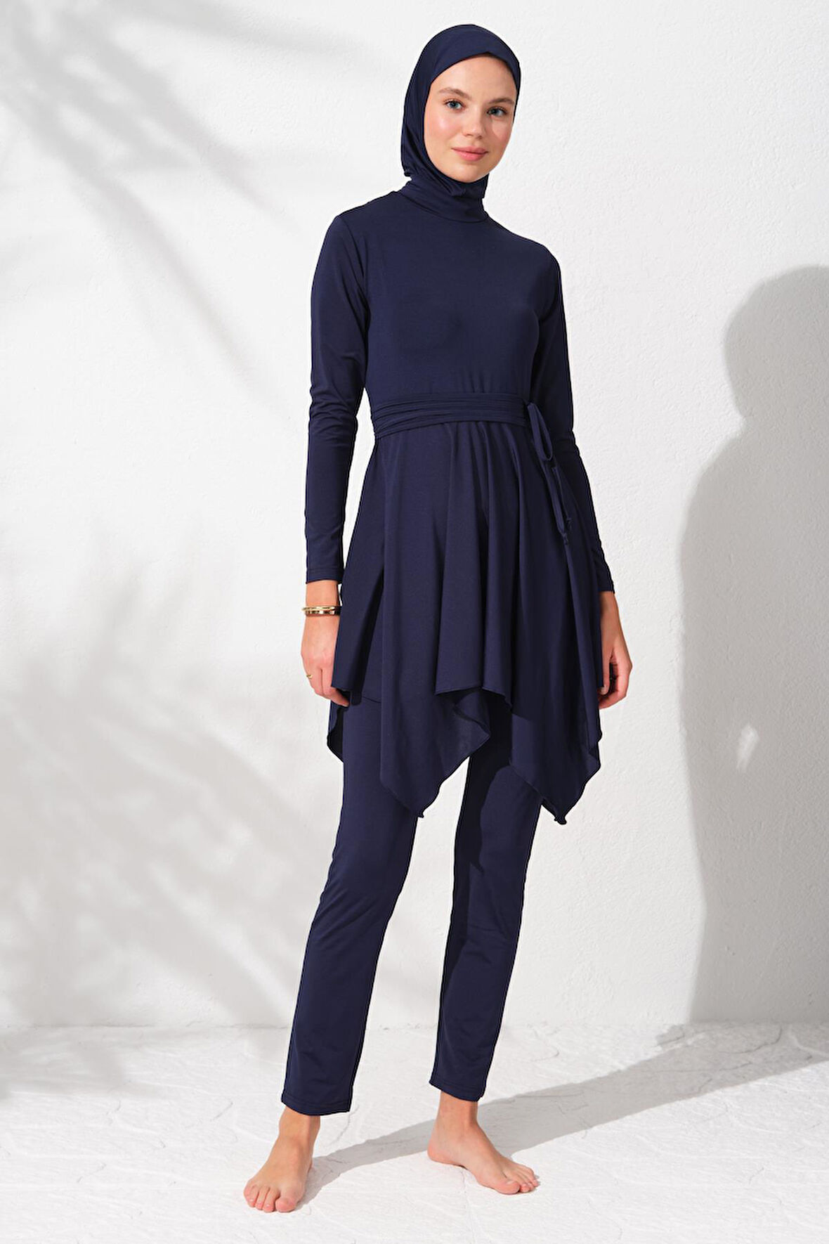 Pierre Cardin 231916 Lacivert Uzun Kollu Volanlı Tesettür Mayo Takım