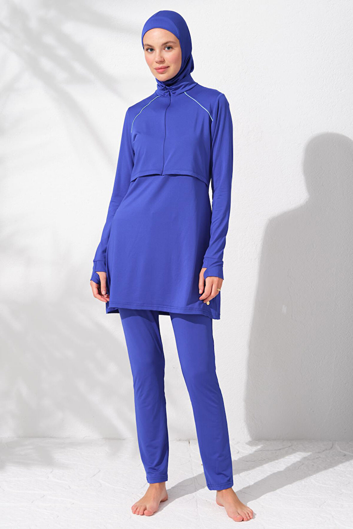 Pierre Cardin 231917 Saks Uzunkollu Fermuarlı Tesettür Mayo Takım