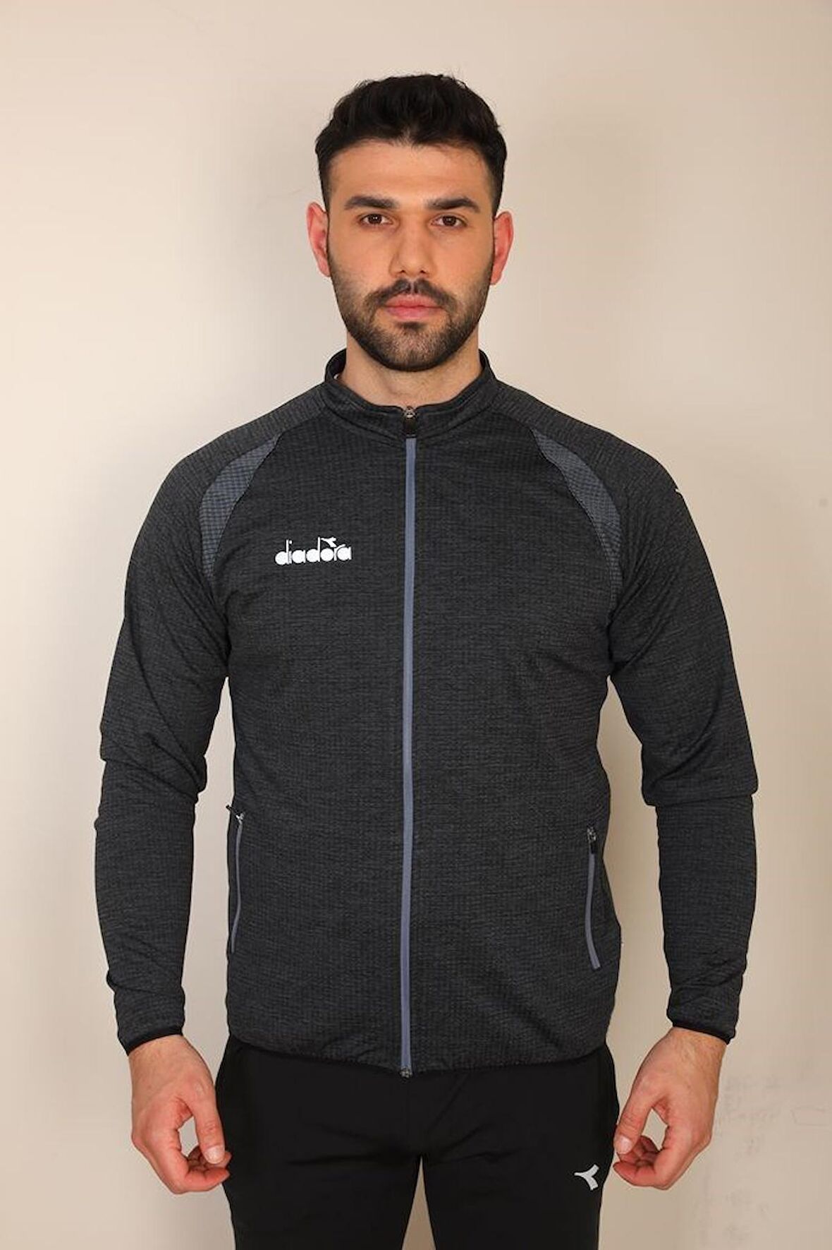 Diadora Muline Gri Tek Üst Sweatshirt - Muline Koyu Gri