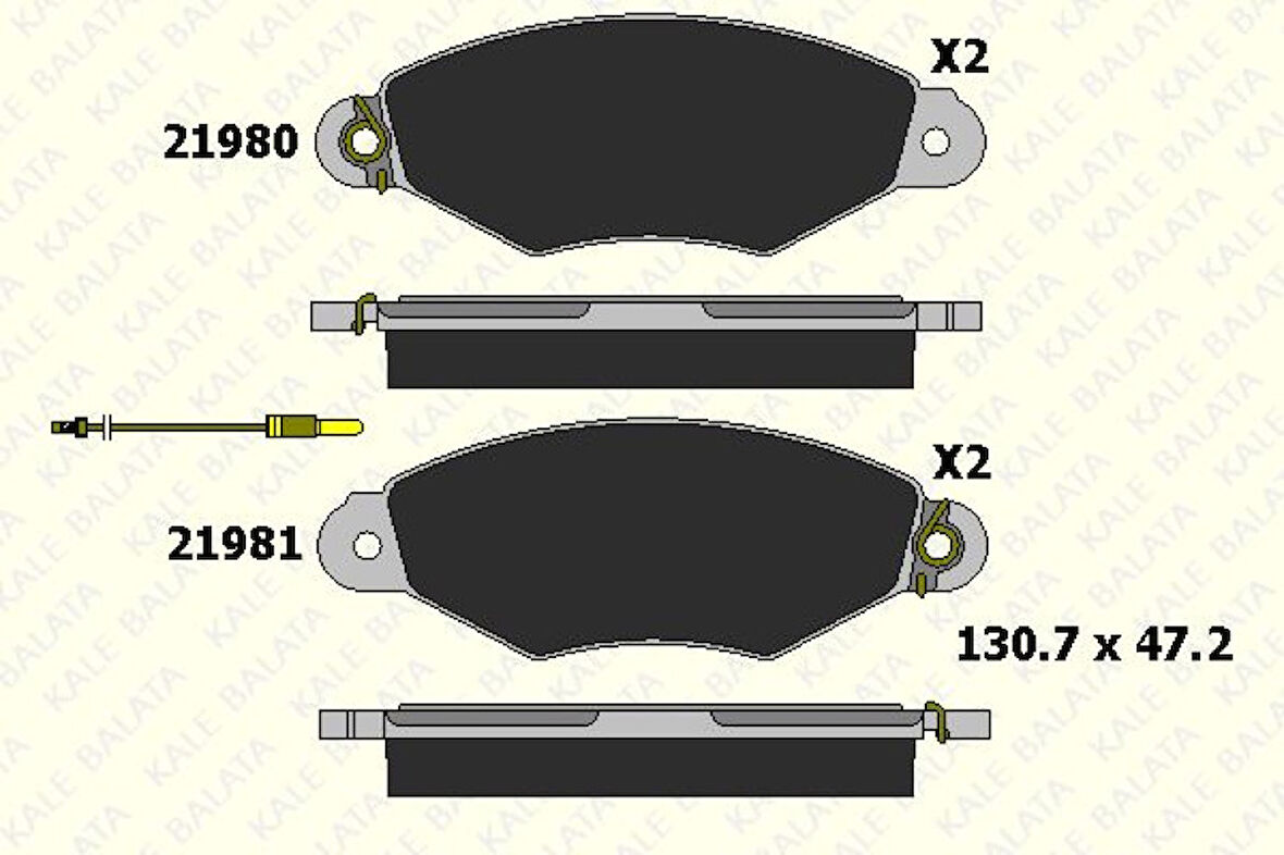 Renault On Fren Balatası Kangoo 1,9d Kangoo 1,5dci Xsara 1,4 1,5 P206 - Kale B 21980 180 45 Ans