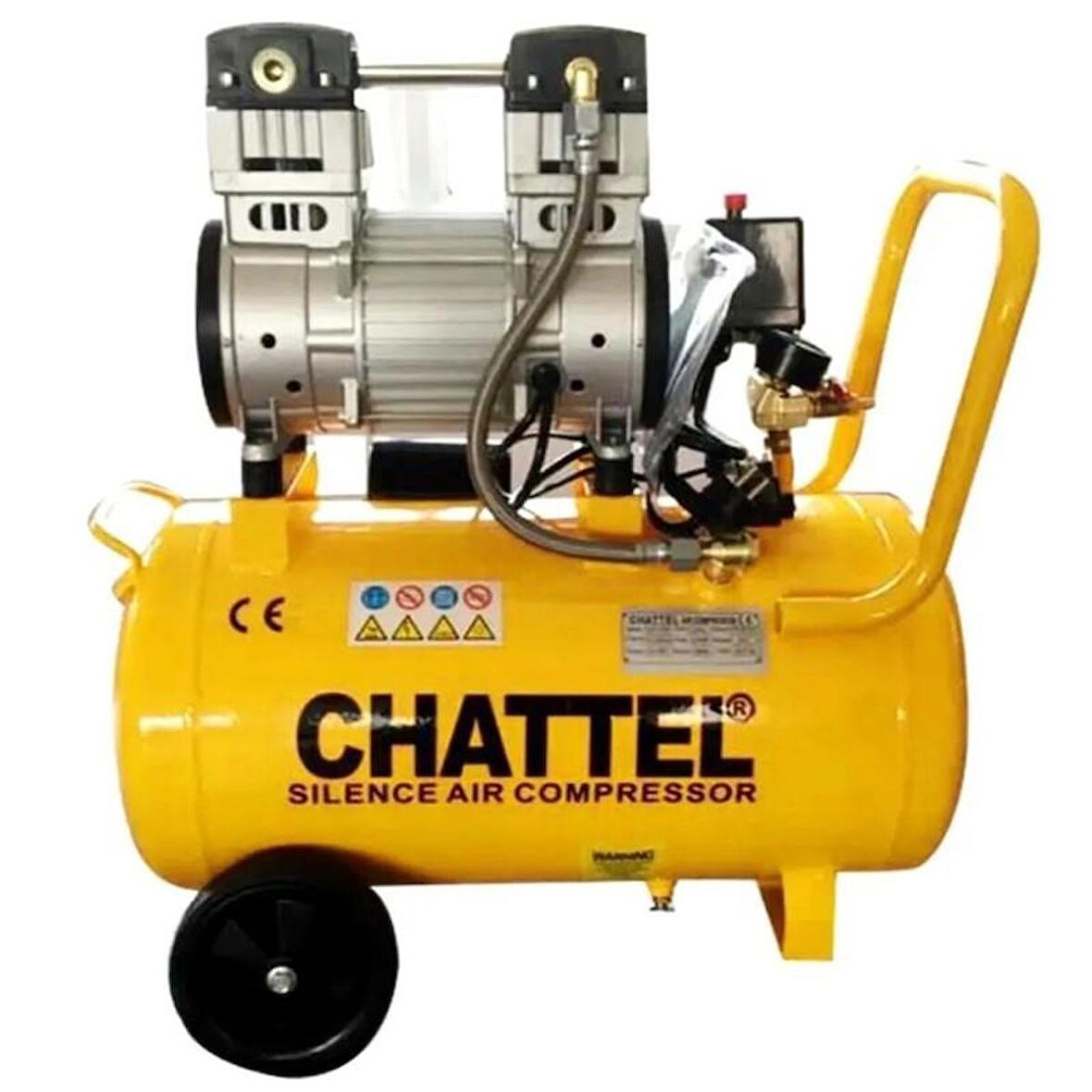 Chattel 24 Lt. Sessiz Yağsız Kompresör 220V 1Hp 60L/min 8 Bar CHT1224