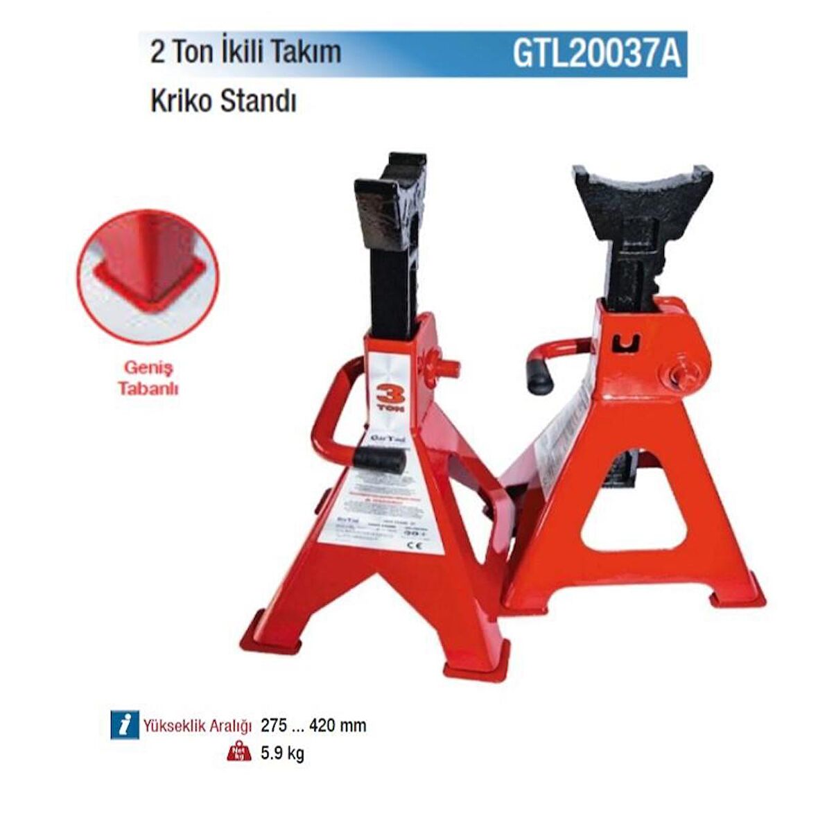 Gar Tool 3 Ton Araç Altı Sehpa İkili Set GTL20038A 