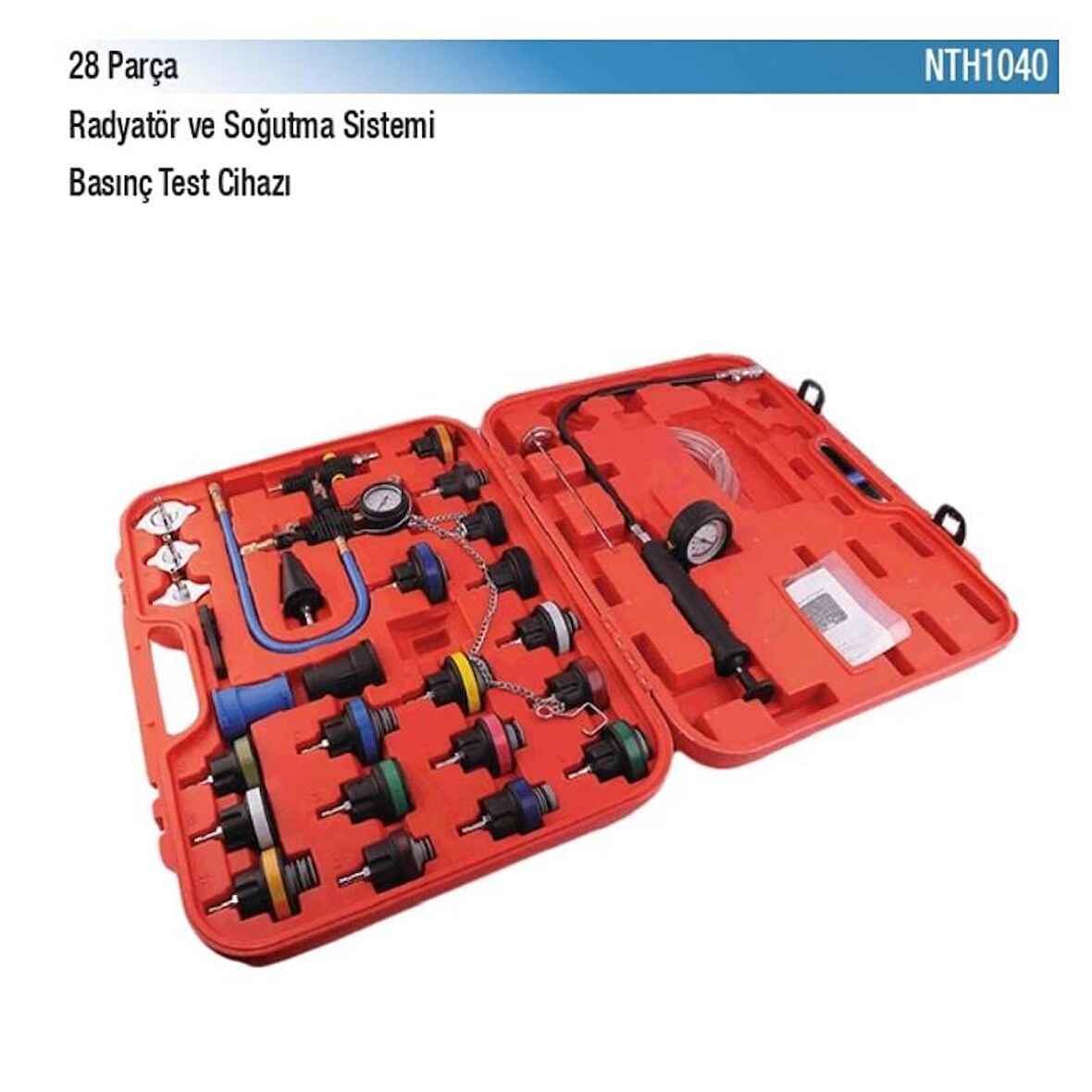 NT Tools Radyatör ve Soğutma Sistemi Basınç Test Cihazı 28 Parça NTH1040