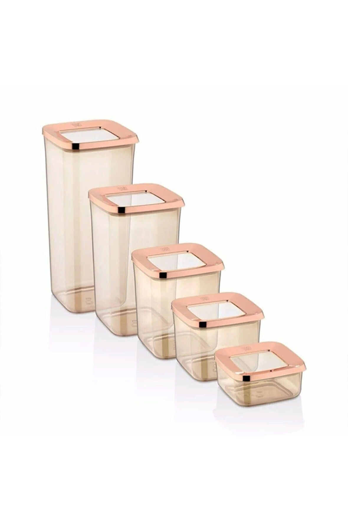 Vakum Kapaklı 5'li Saklama Kabı Saklama Kutusu - Gold