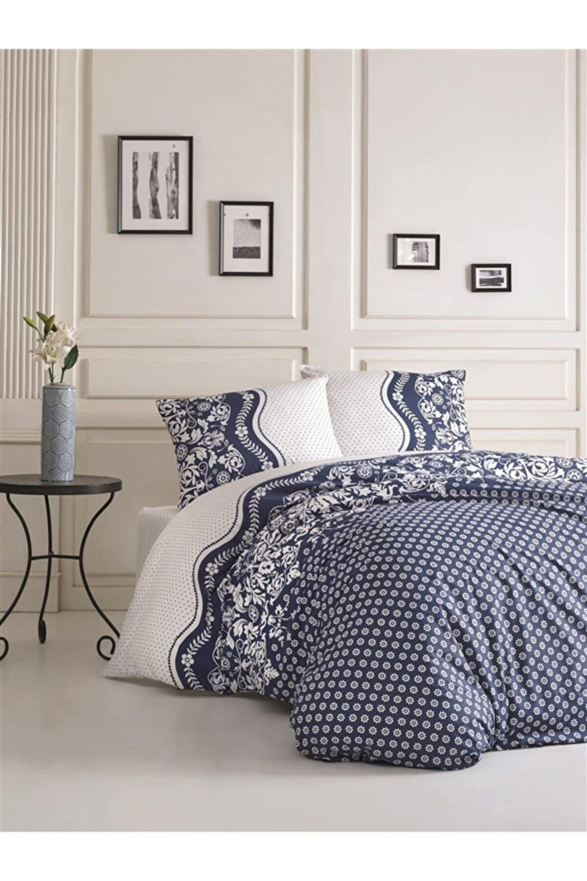 Kristal Defne Lacivert Ranforce Nevresim Takımı Çift Kişilik