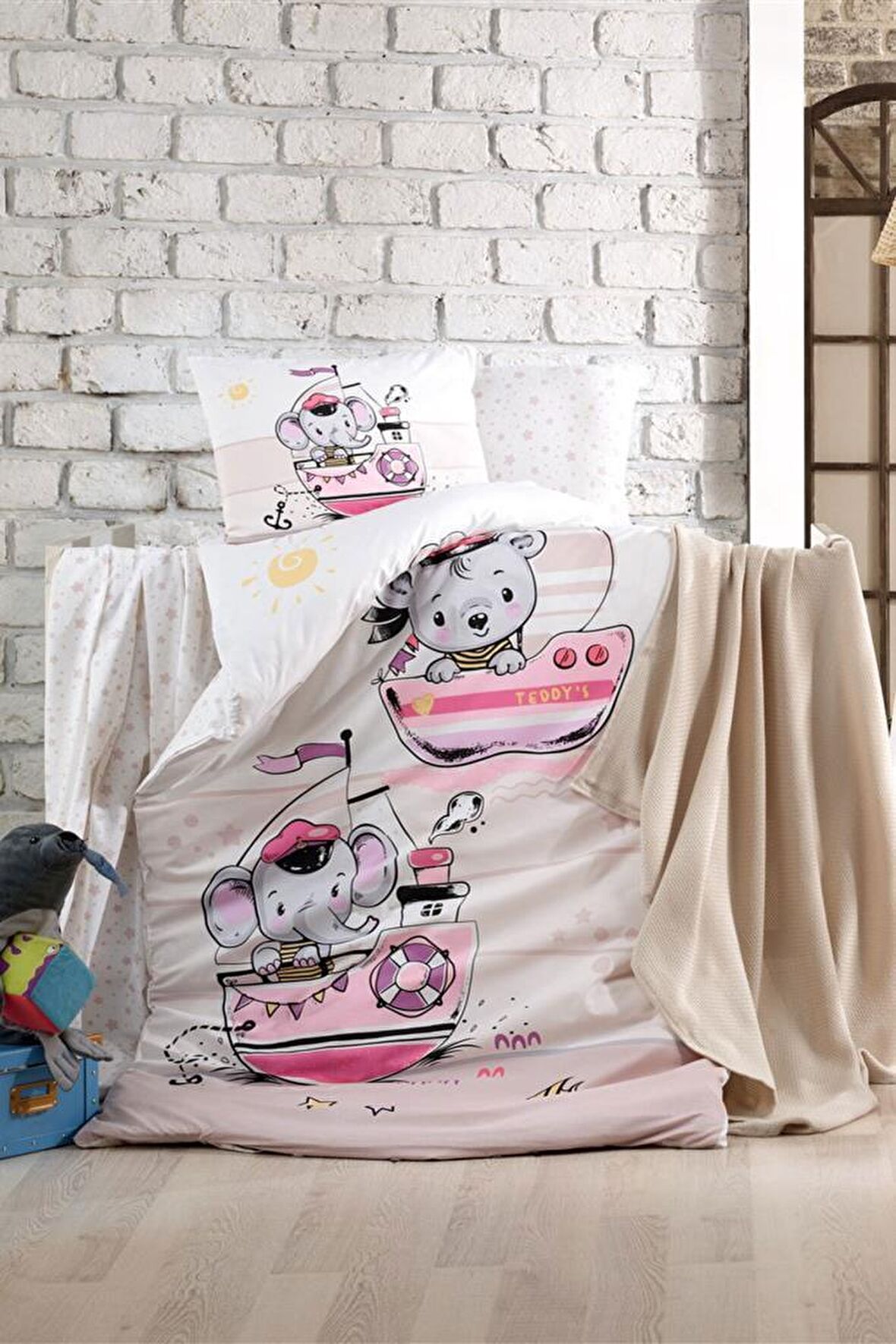 Kristal Ranforce Bebek Nevresim Takımı Sailing Pembe