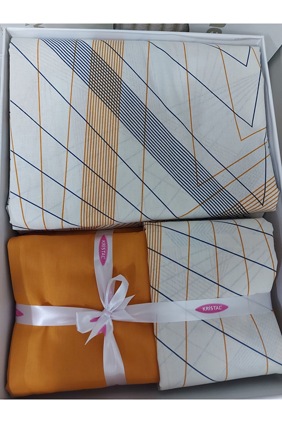 Kristal Çift Kişilik Prizma Turuncu Nevresim Takımı