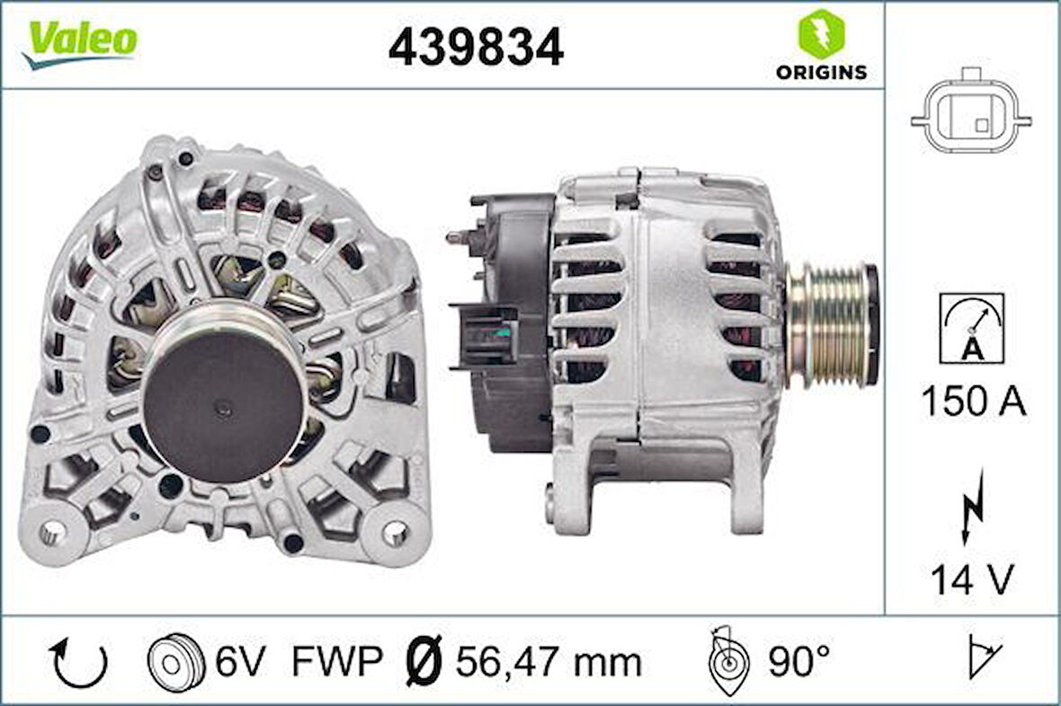 Renault Alternator 14v 150 A  Kasnaklı K9k Captur Clio IV Kangoo Scenic III Dokker Duster  Lodgy  Logan II S - Valeo 439834