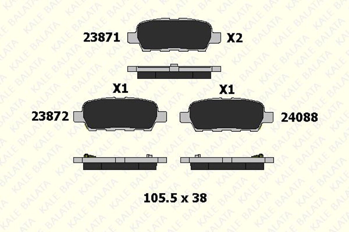 Nissan Arka Fren Balatası Nissan Qashqaı J10 07-13 Xtraıl 07-13 Parthfınder 13-> Koleos 08-> Juke 10->suzuk - Kale B 23871 138 05 Ans