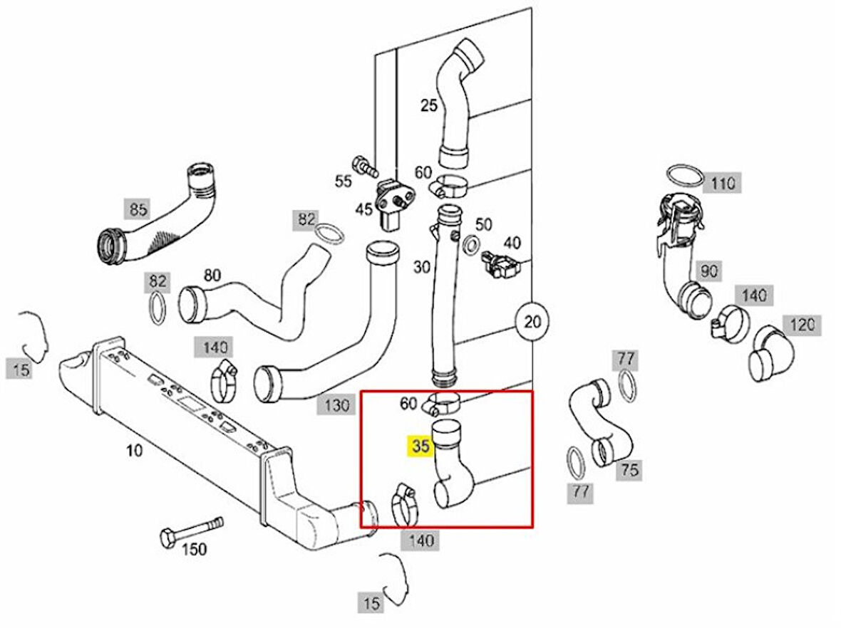 Mercedes Turbosarj Hortumu Sol Alt E-Class W210 99>02 S210 99>03 - Ucpa 10h128110