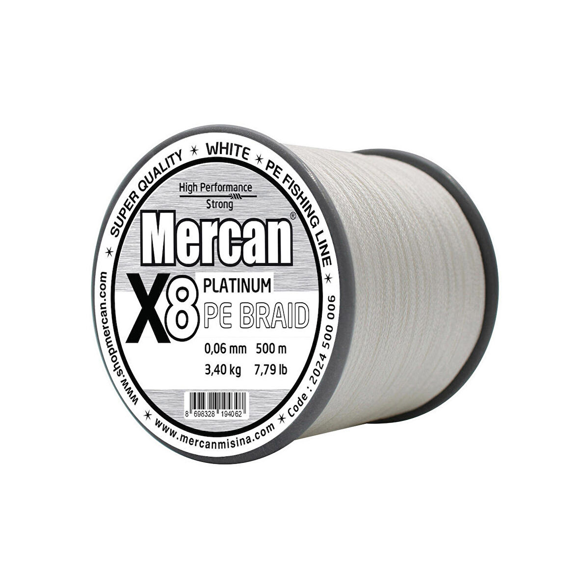 Mercan Pe Örgü Platinum X8 Beyaz ip 500m Misina