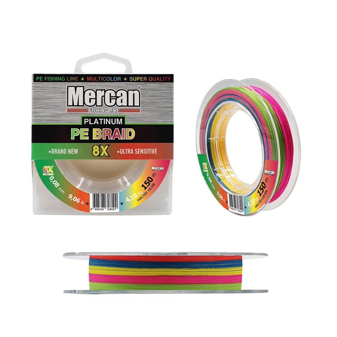 Mercan Pe Örgü Platinum X8 Multicolour İp 150m Makara Misina