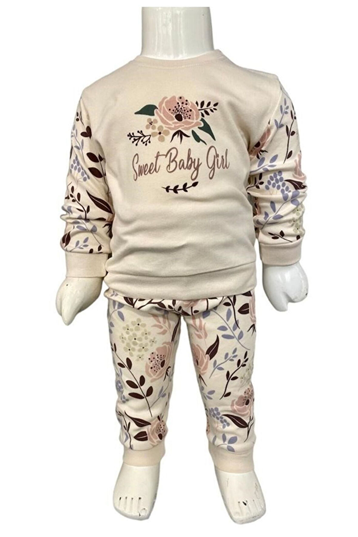 Çiçek Desenli 2li Alt Üst Bebek Takımı 3 Ay -36 Ay Arası