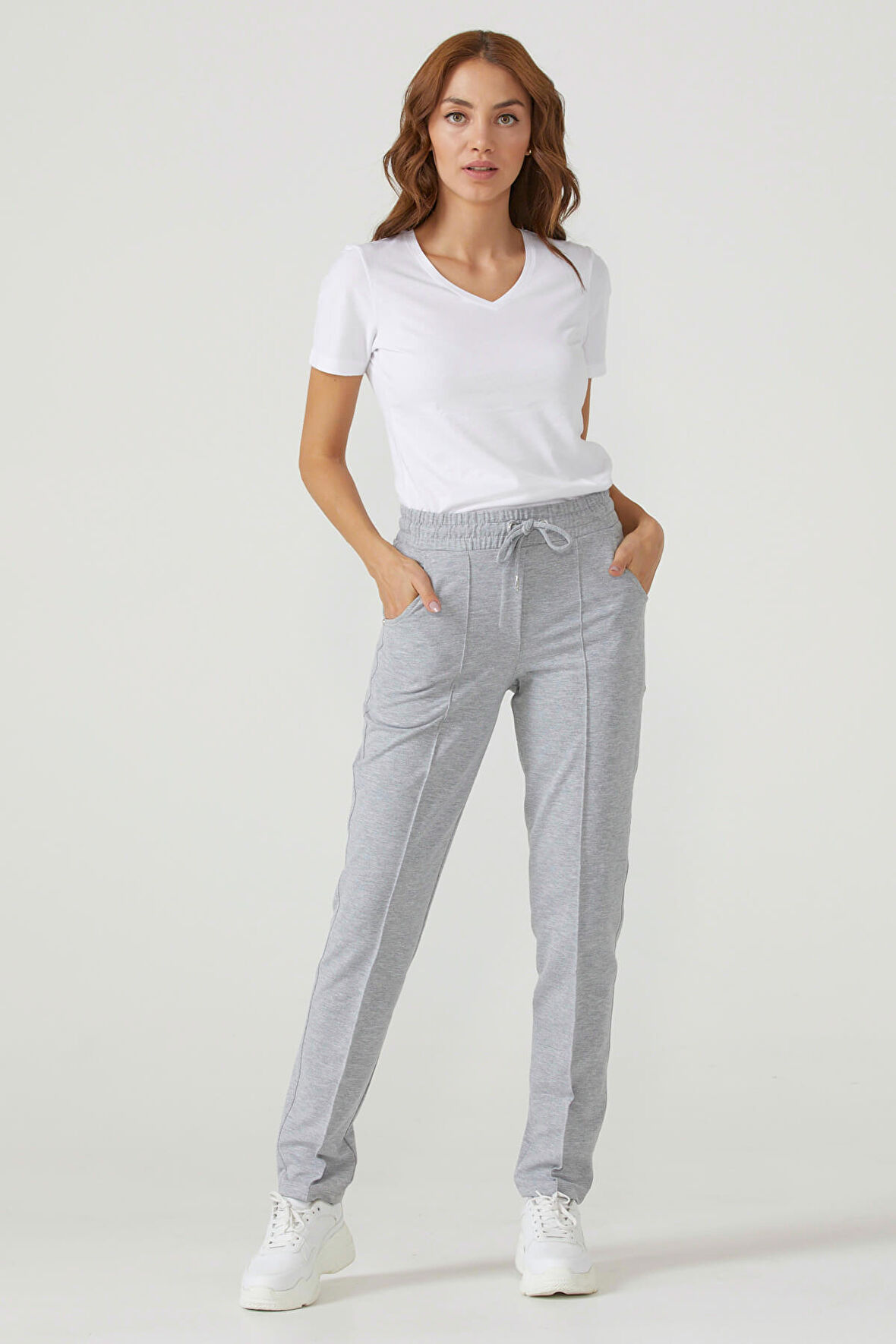 Kadın Cepli Eşofman Altı  - Gri