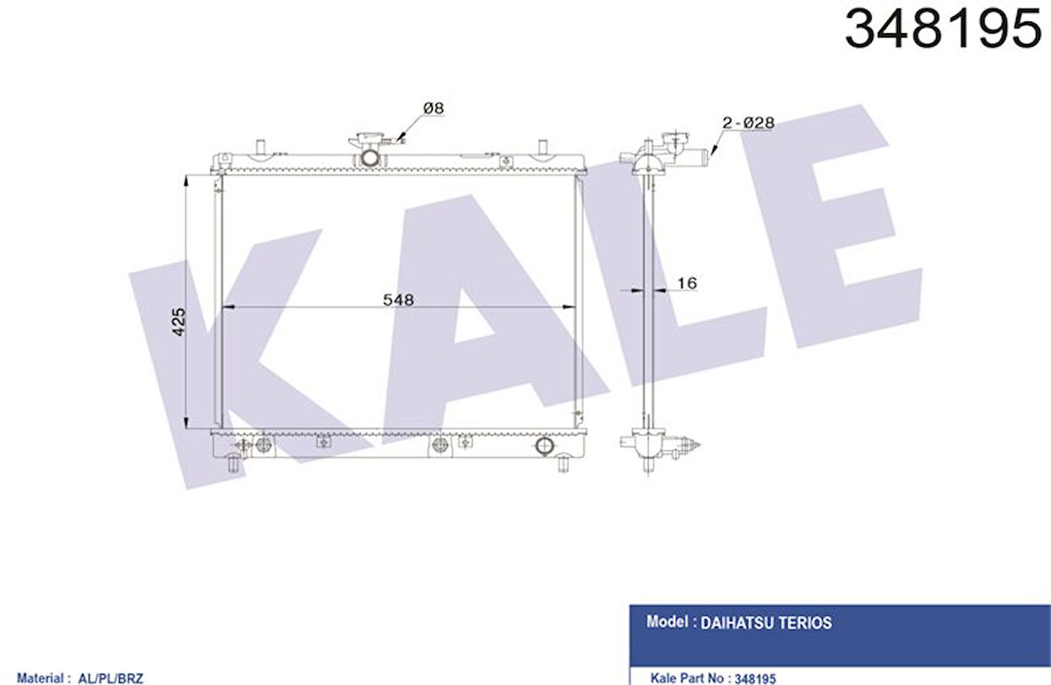 Daıhatsu Motor Radyatoru Daıhatsu Terios 1,5 2005-> Otomatık Vites - Kale 348195