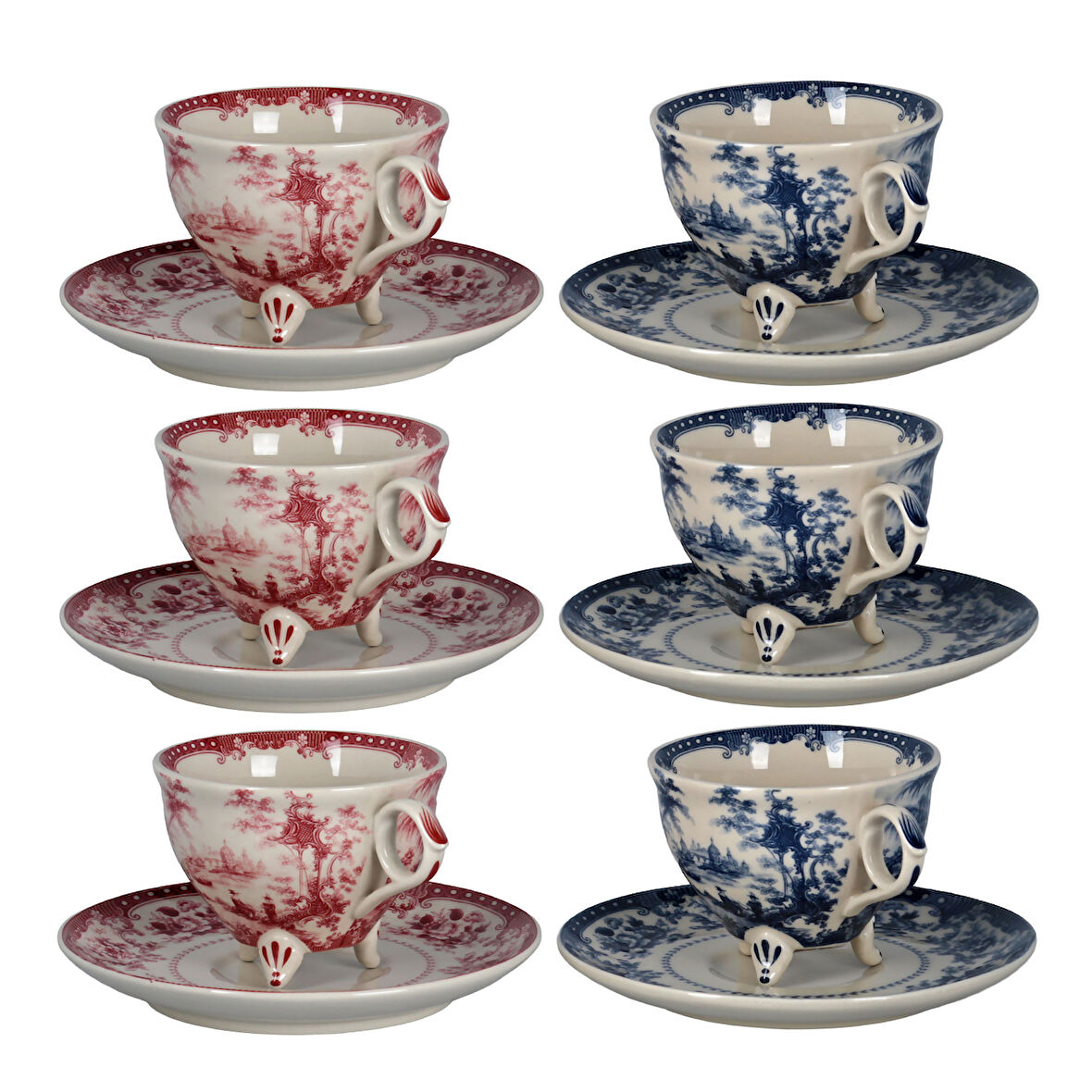 Lucky Art Florantine 6Li Cay Fincani Seti Kirmizi-Mavi 225 cc