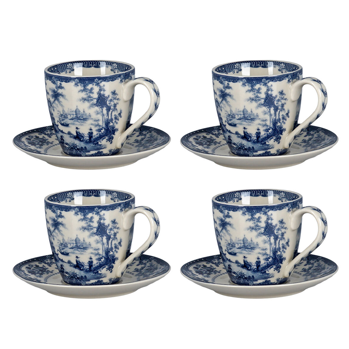 Lucky Art Florantine 4Lu Kahve Fincani Seti Mavi