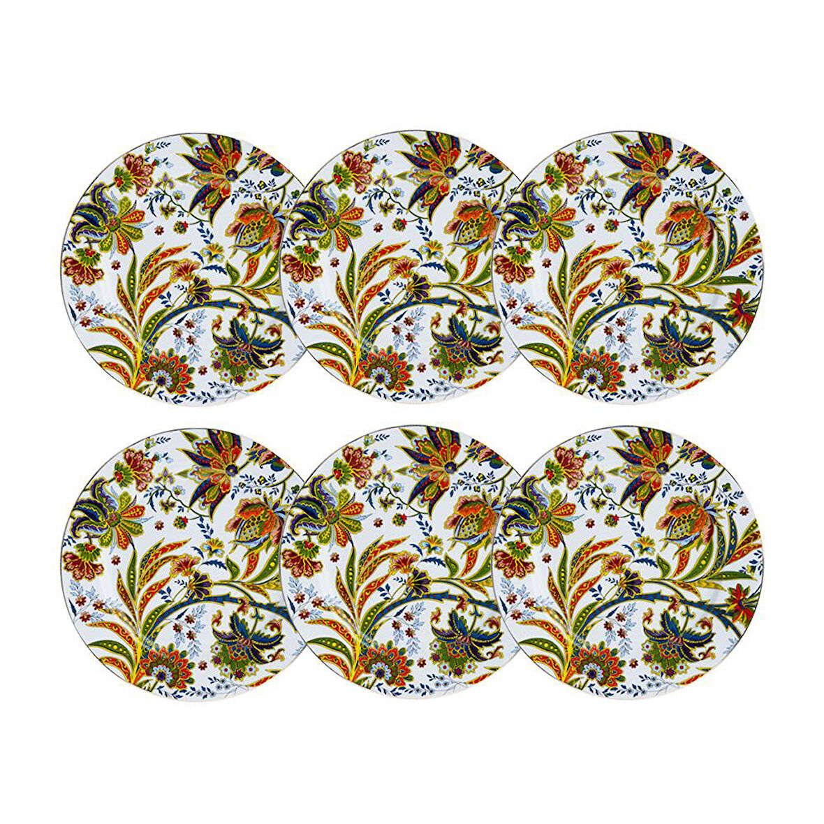 Lucky Art Yvette Paisley Desen 6 lı Porselen Servis Tabağı Seti 27 cm