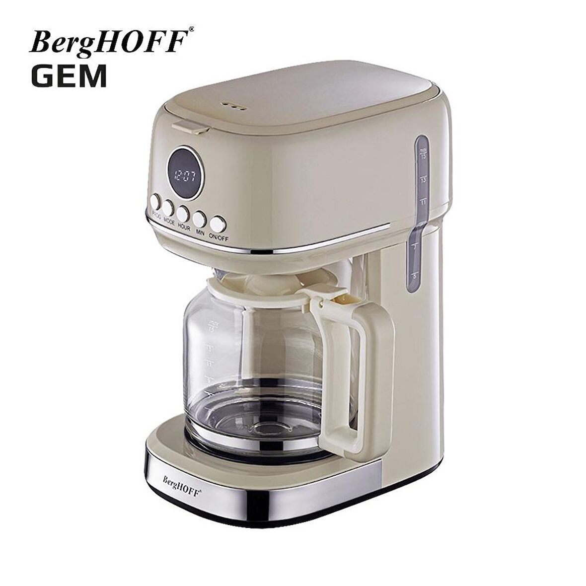 BergHOFF GEM RETRO 15 bardak Vanilya Krem Rengi Filtre Kahve Makinesi - 7950400