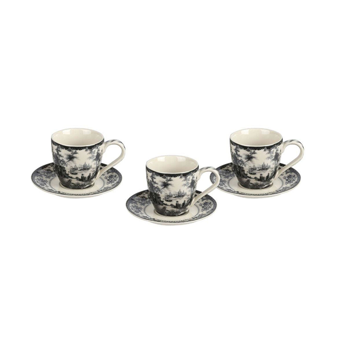 Lucky Art Florantıne 6lı Ayaklı Kahve Fincanı Set Siyah