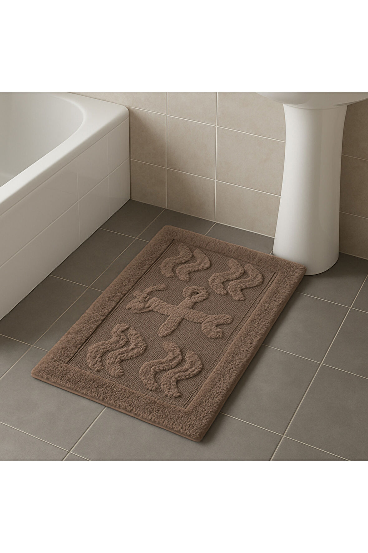 Özdilek Çapa Desenli Paspas 50 x 80 cm Koyu Bej