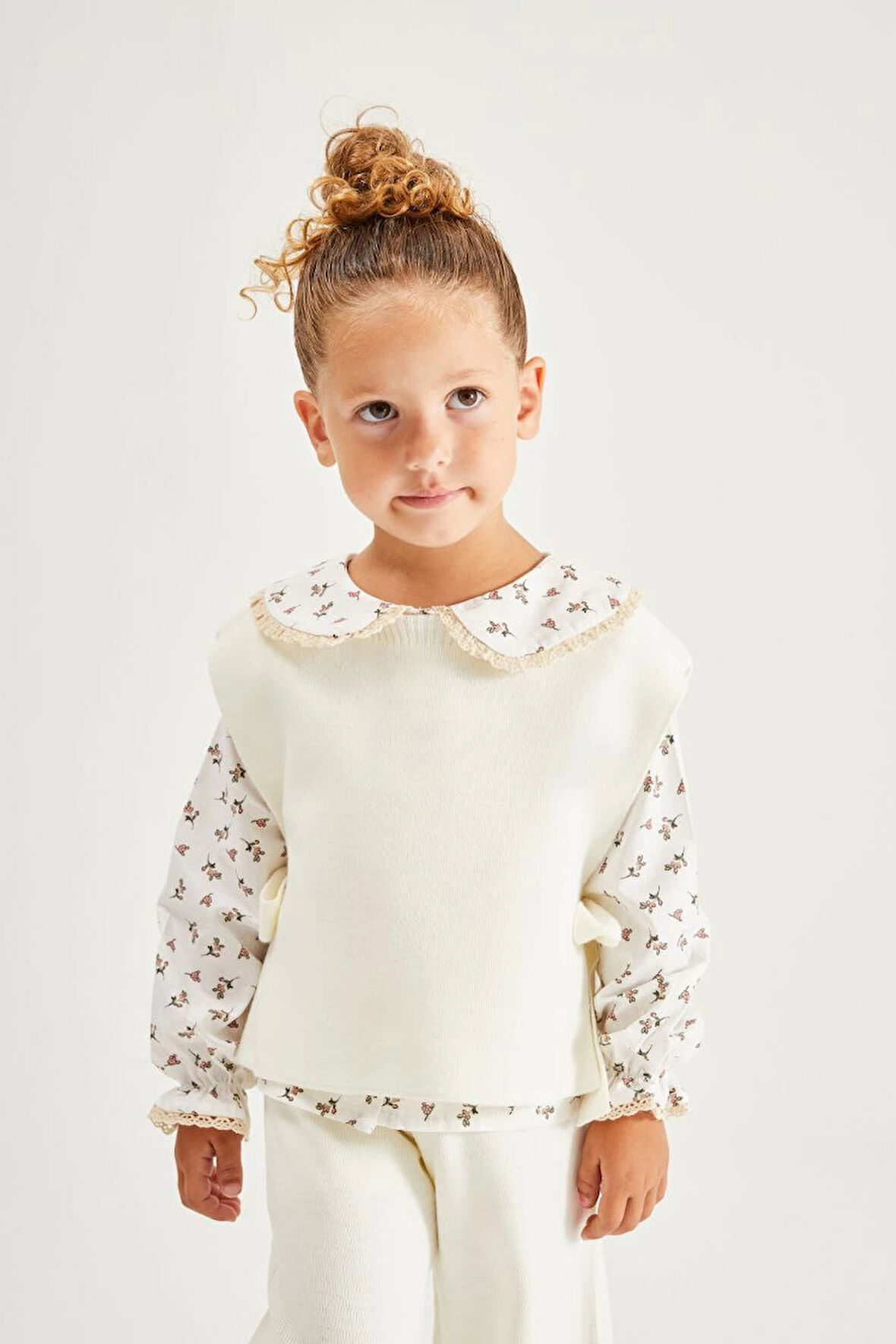 Kız Çocuk Krem Triko 3'lü Takım