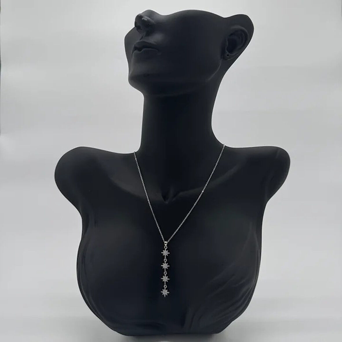 Çelik Silver Yıldız  Detay Y Kolye  - Silver