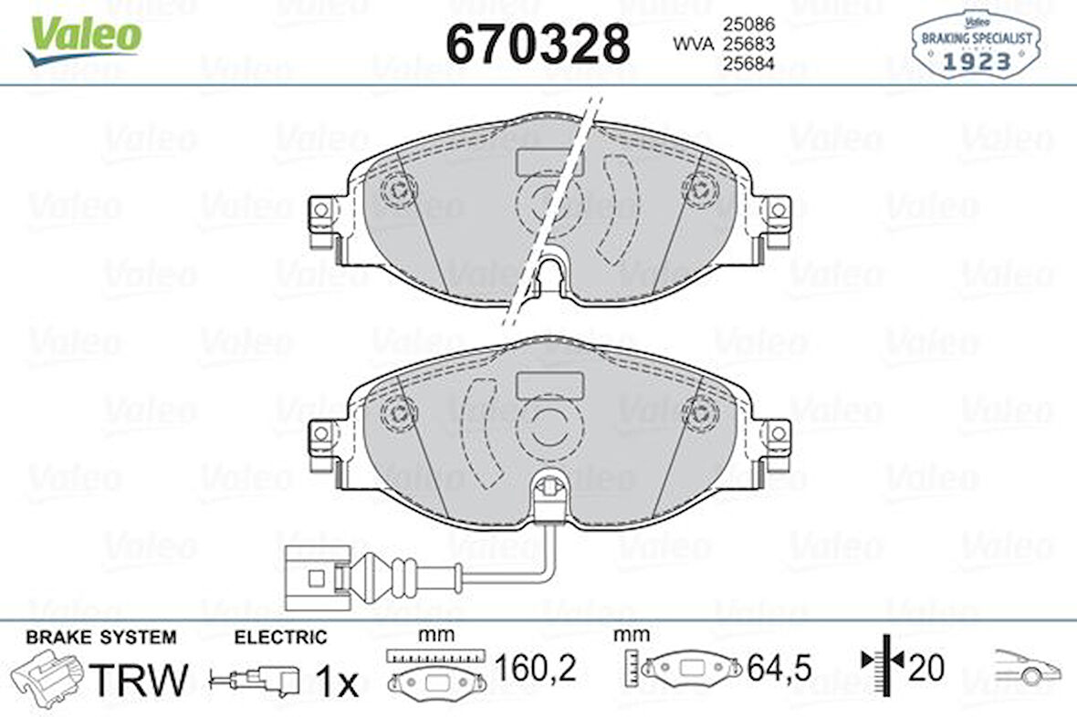 Vag On Fren Balatası A3 Golf VII Leon Octavıa 1,2 1,4 1,8tfsi 1,6 2,0tdi 12> - Valeo 670328