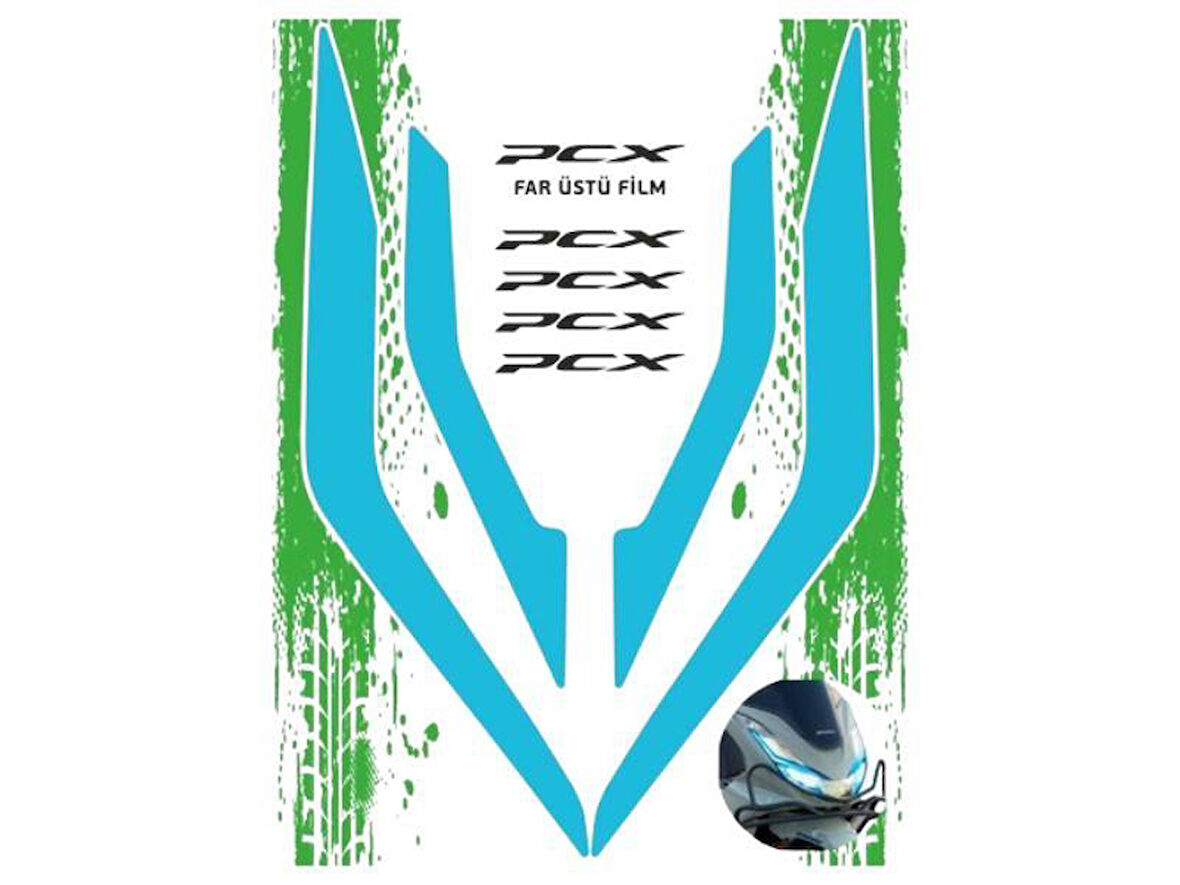 Honda Pcx 2021 - 2024 Uyumlu Far Üstü Film Mavi