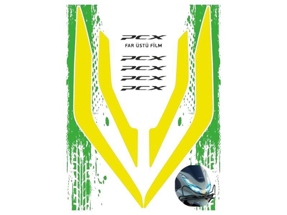 Honda Pcx 2021 - 2024 Uyumlu Far Üstü Film Flo Sarı