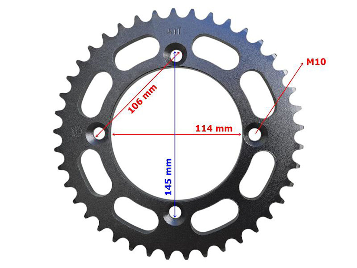 Atv Au200 Kayo Arka Dişli 530-41T İç 114 Mm 4 Delıklı Ind Öm
