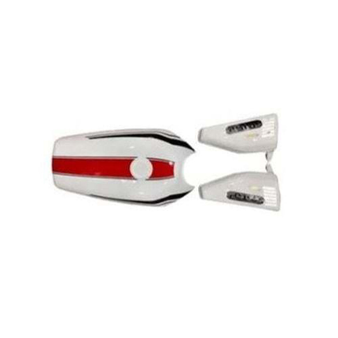 Benzin Deposu+Yan Kapak Beyaz Şeritli Cg/Kuba