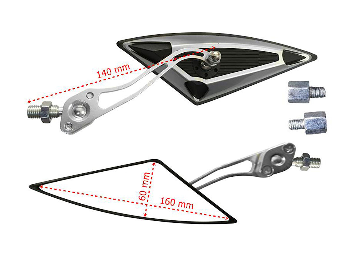 Ayna Üçgen Modifiye Gri 8-10 Mm