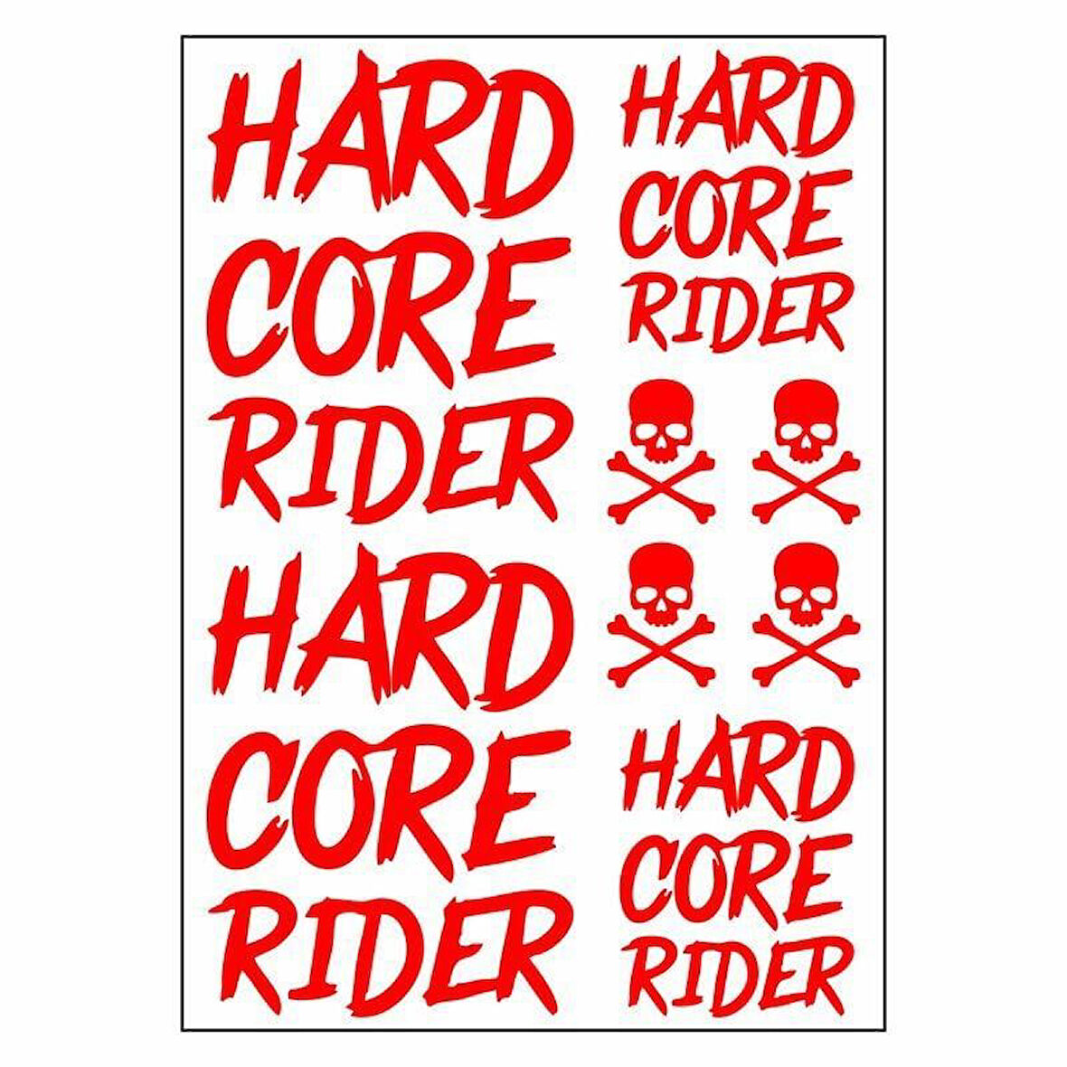 A4 Sticker 119 Tek Paket Çoklu Hard Core Rider Kırmızı