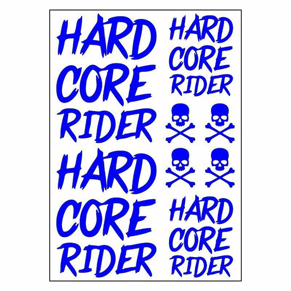 A4 Sticker 120 Tek Paket Çoklu Hard Core Rider Mavi