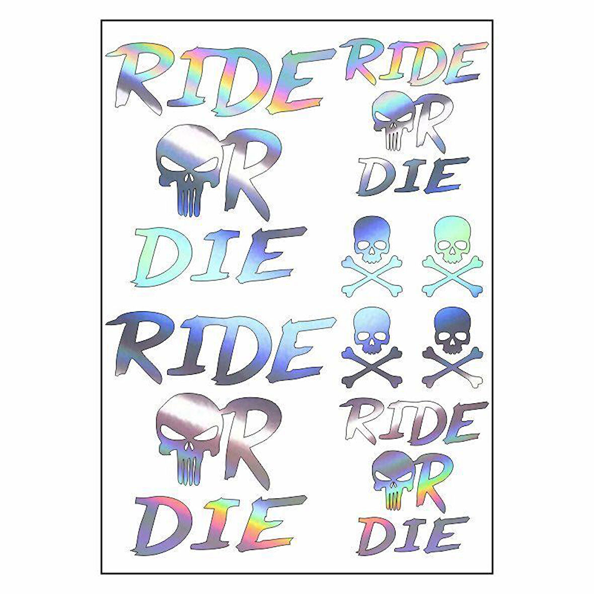 A4 Sticker 123 Tek Paket Çoklu Ride Or Die Hologram
