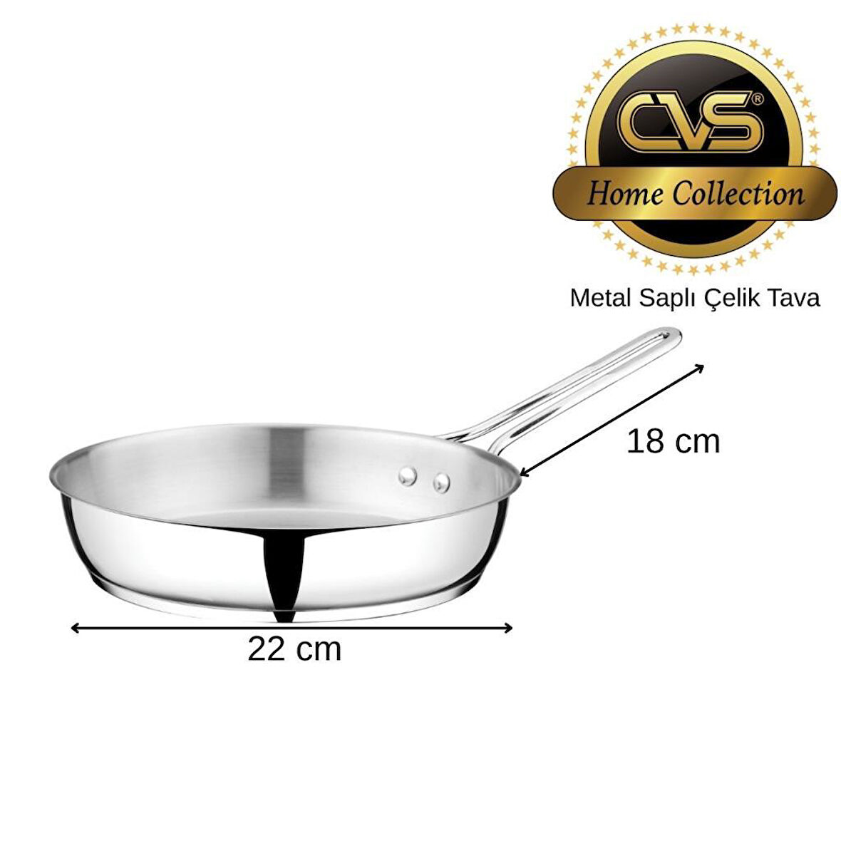CVS DN 20065 Elit Platin Kulp 22 cm Çelik Tava 