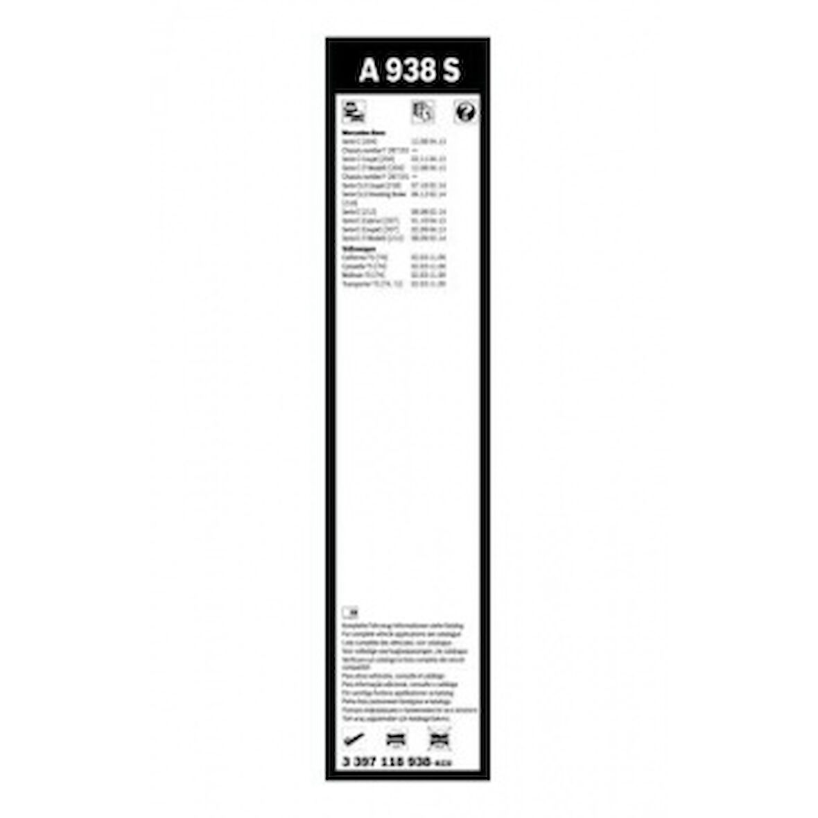 Mercedes Silecek Supurgesi On Tk. (600mm / 600mm) W204 07>14 C218 11>17 W212 09>15 C207 10>16 - Bosch 3397118938